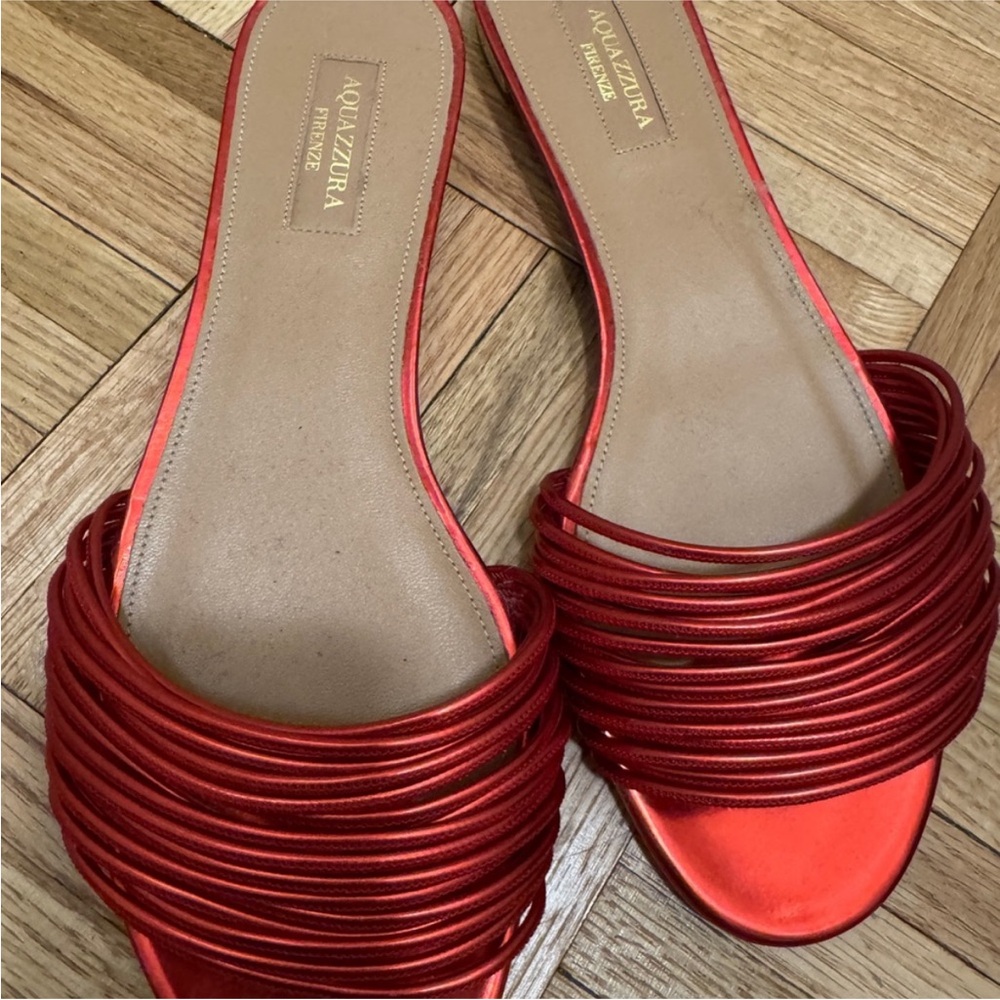Aquazzura Vibrant Red Strappy Sandals